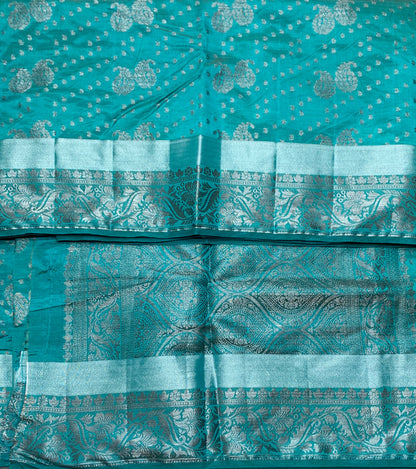 Rama Green Colour Semi Tussar Saree with Zari Border