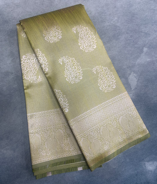 Mustard Colour Semi Jute Silk Saree with Silver Zari Border