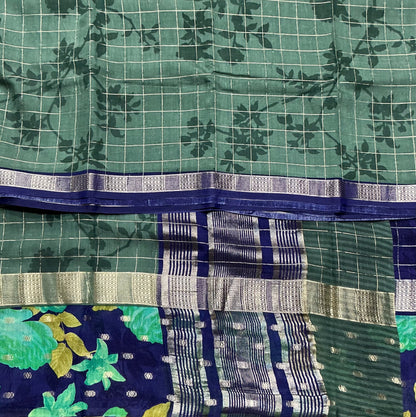 Semi Crepe Silk Saree - Green Color