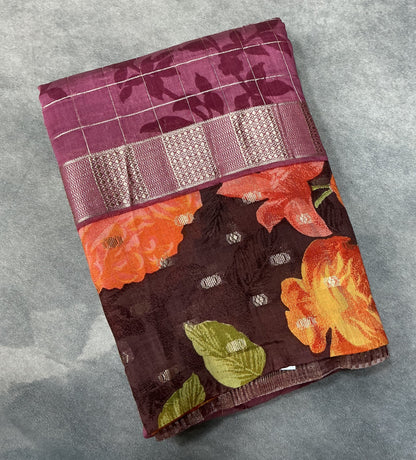 Semi Crepe Silk Saree - Onion Pink Color