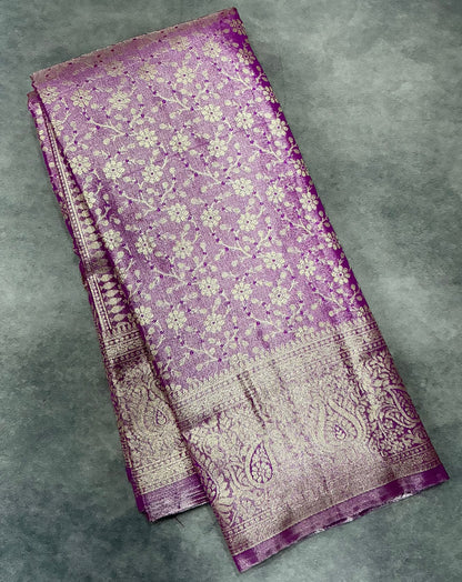 Purple Color Soft Silk Saree with Self Colour Border