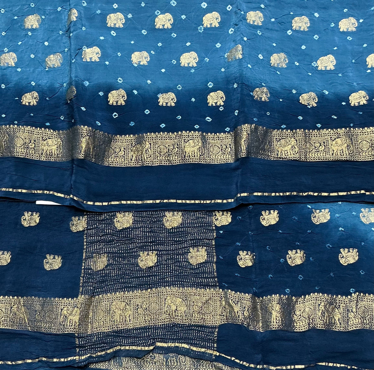 Bandhini Crepe Saree - Blue Color