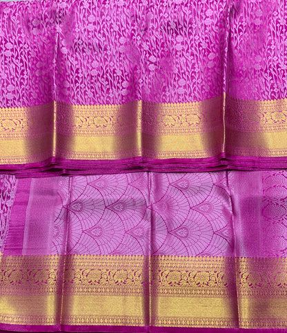 Pink Colour Semi Silk Saree with Golden Zari Border