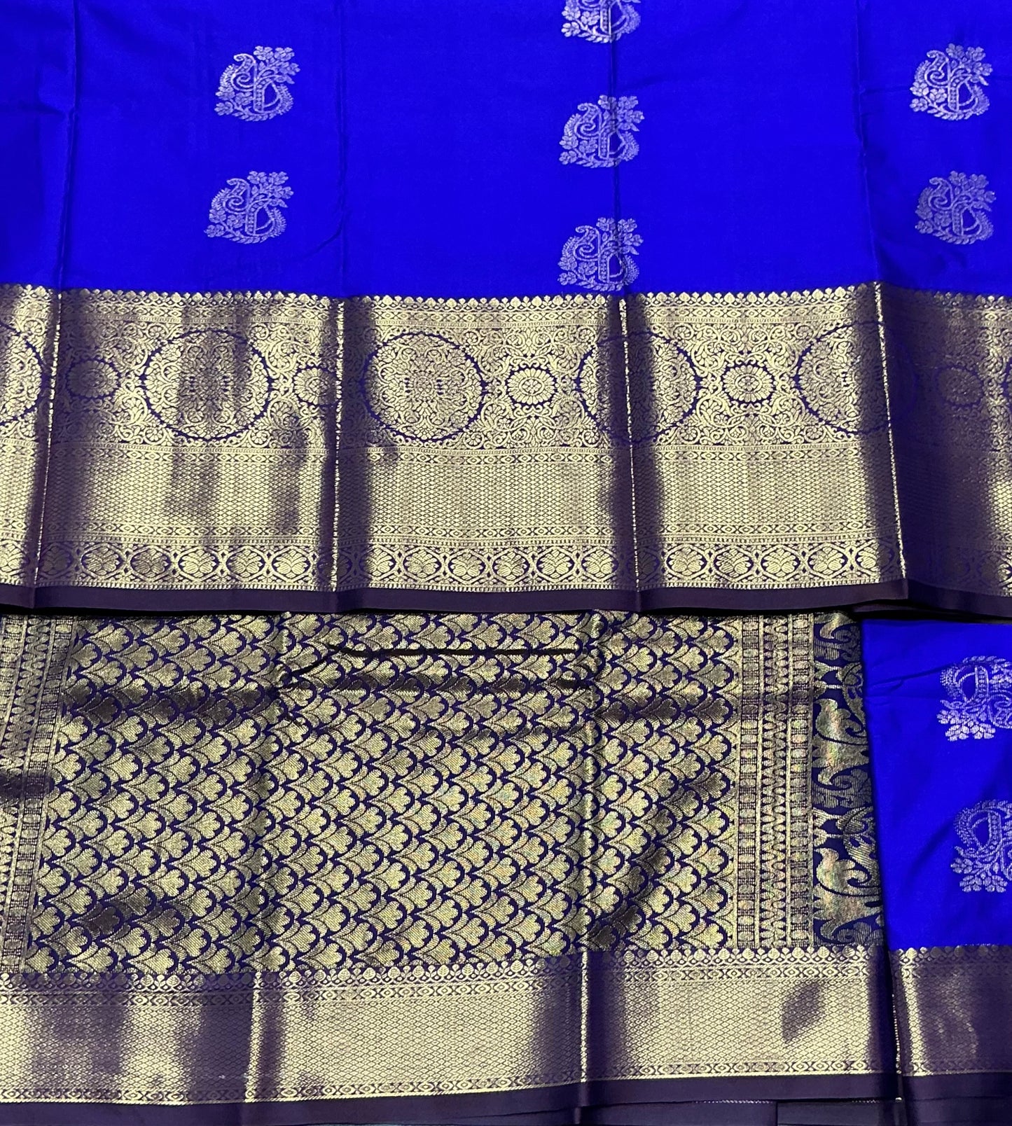 Blue Color Vegan Kanjivaram Style vegan silk saree