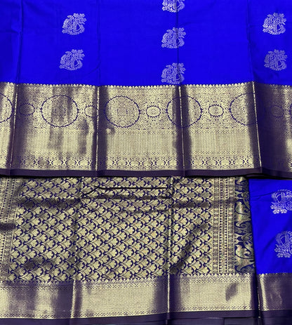 Blue Color Vegan Kanjivaram Style vegan silk saree