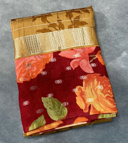 Semi Crepe Silk Saree - Mustard Yellow Color