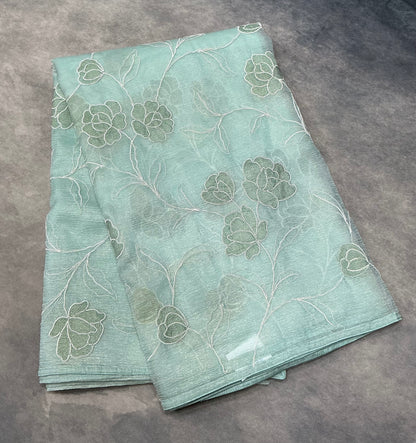 Mint Green Color Organza Saree