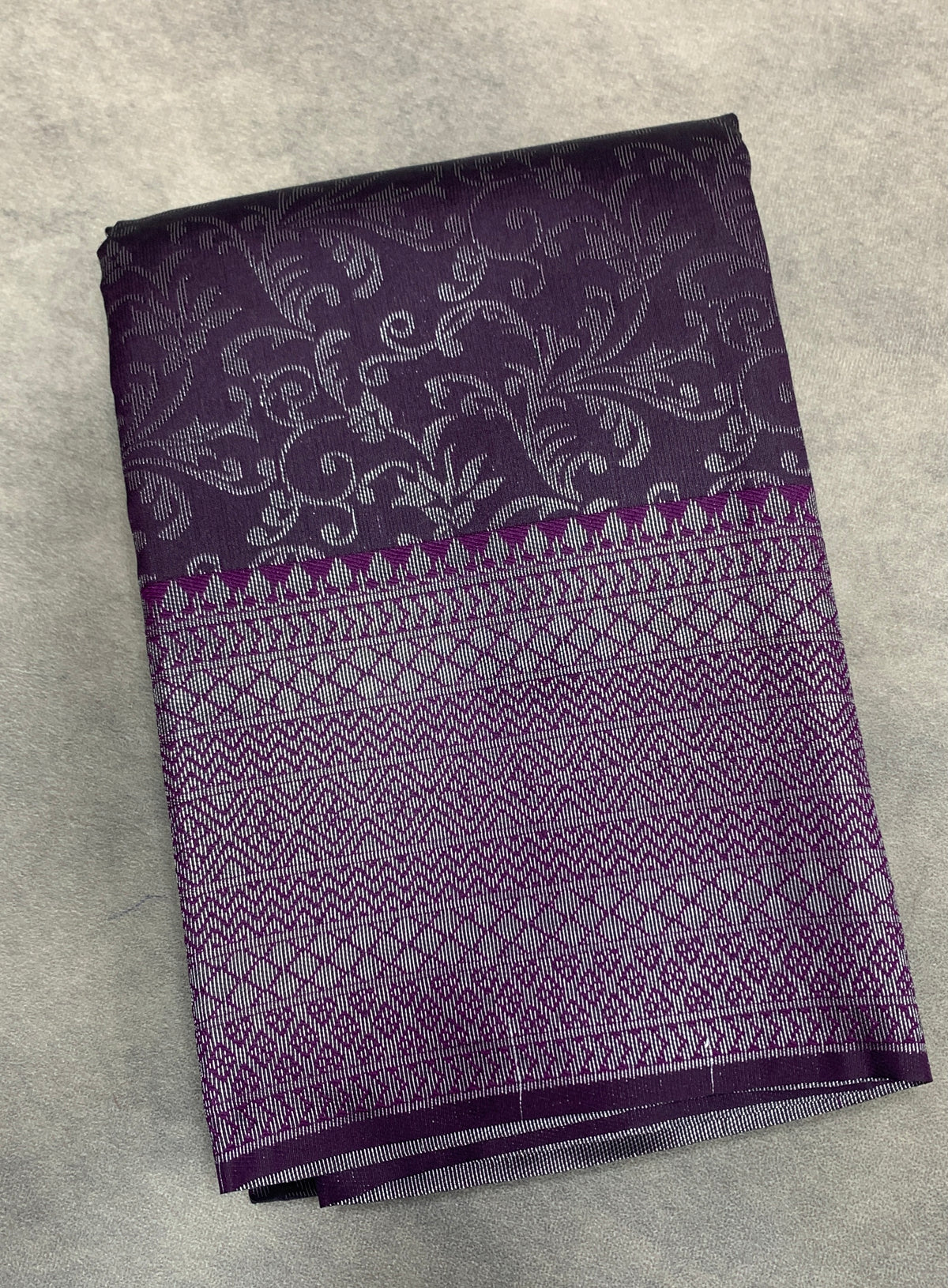 Purple Colour Semi Silk Saree with Black Meenakari Work