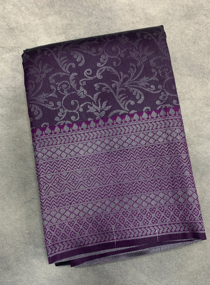 Purple Colour Semi Silk Saree with Black Meenakari Work