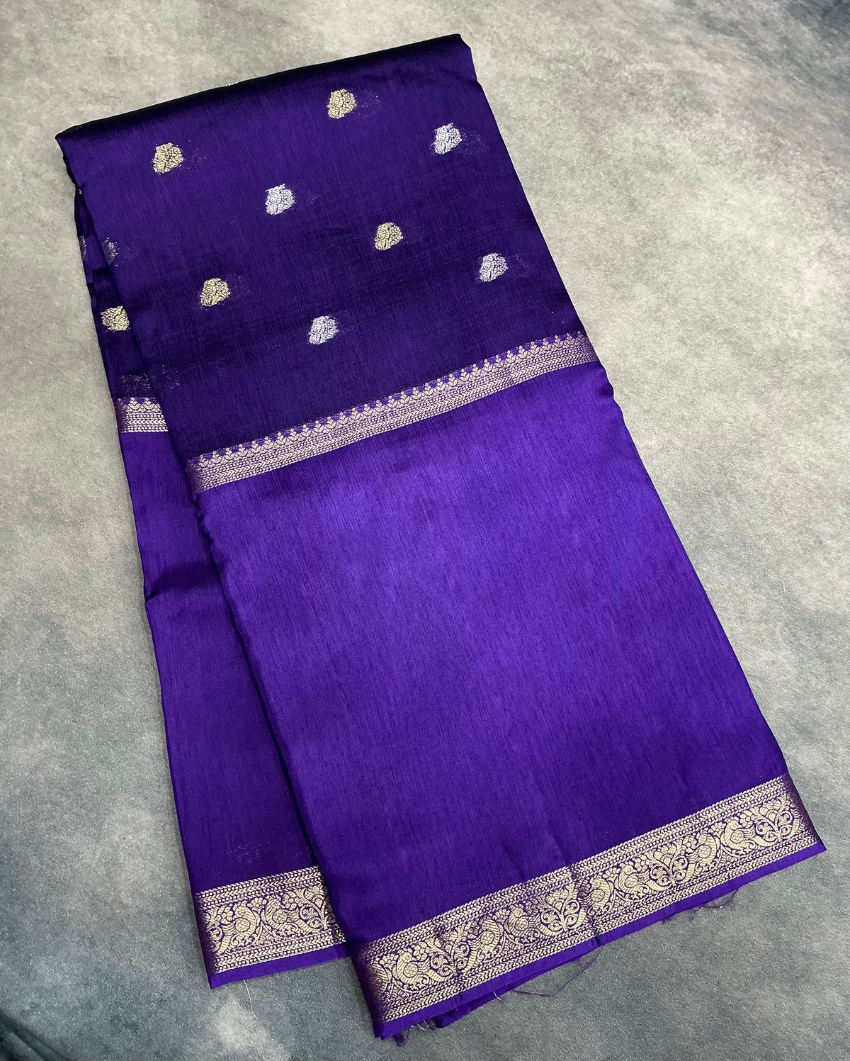 Semi Banarasi Saree Purple Color with Zari Border