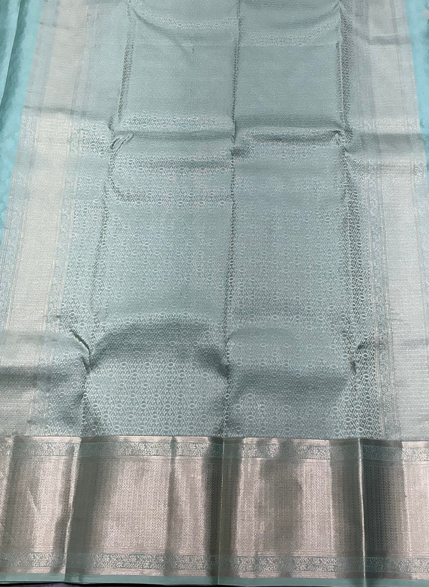 Teal Green Colour Kanjivaram Silk Saree with Zari Border