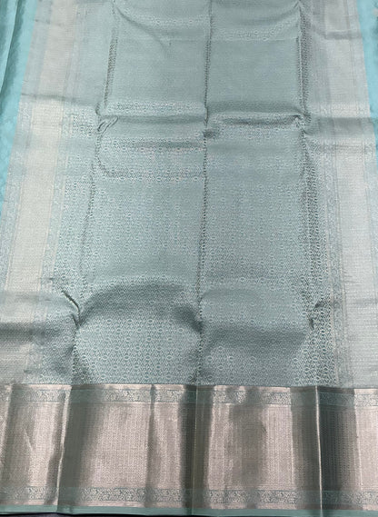 Teal Green Colour Kanjivaram Silk Saree with Zari Border