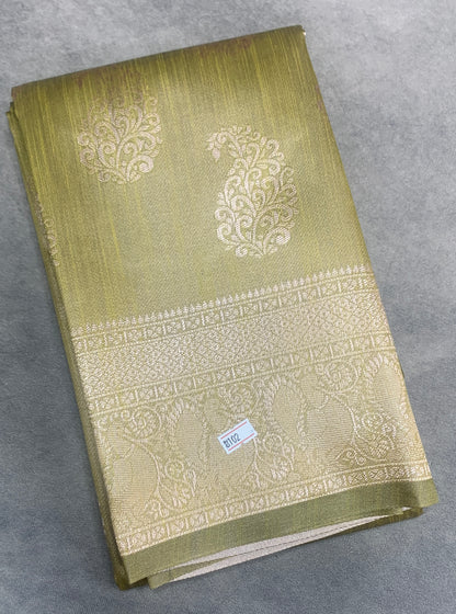 Mustard Colour Semi Jute Silk Saree with Silver Zari Border