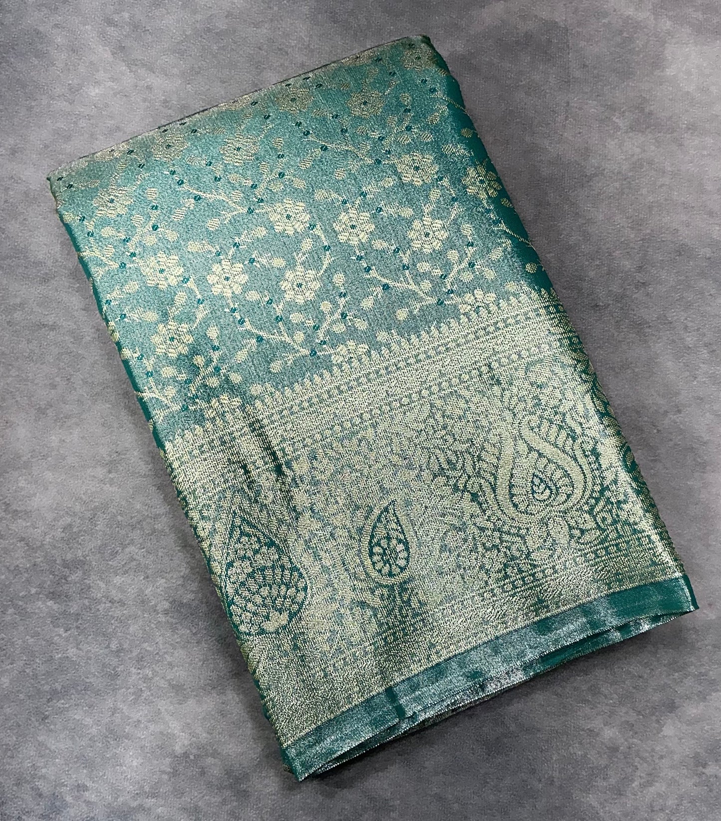 Light Green Color Tissue Saree with Self Colour Border