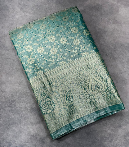 Light Green Color Tissue Saree with Self Colour Border