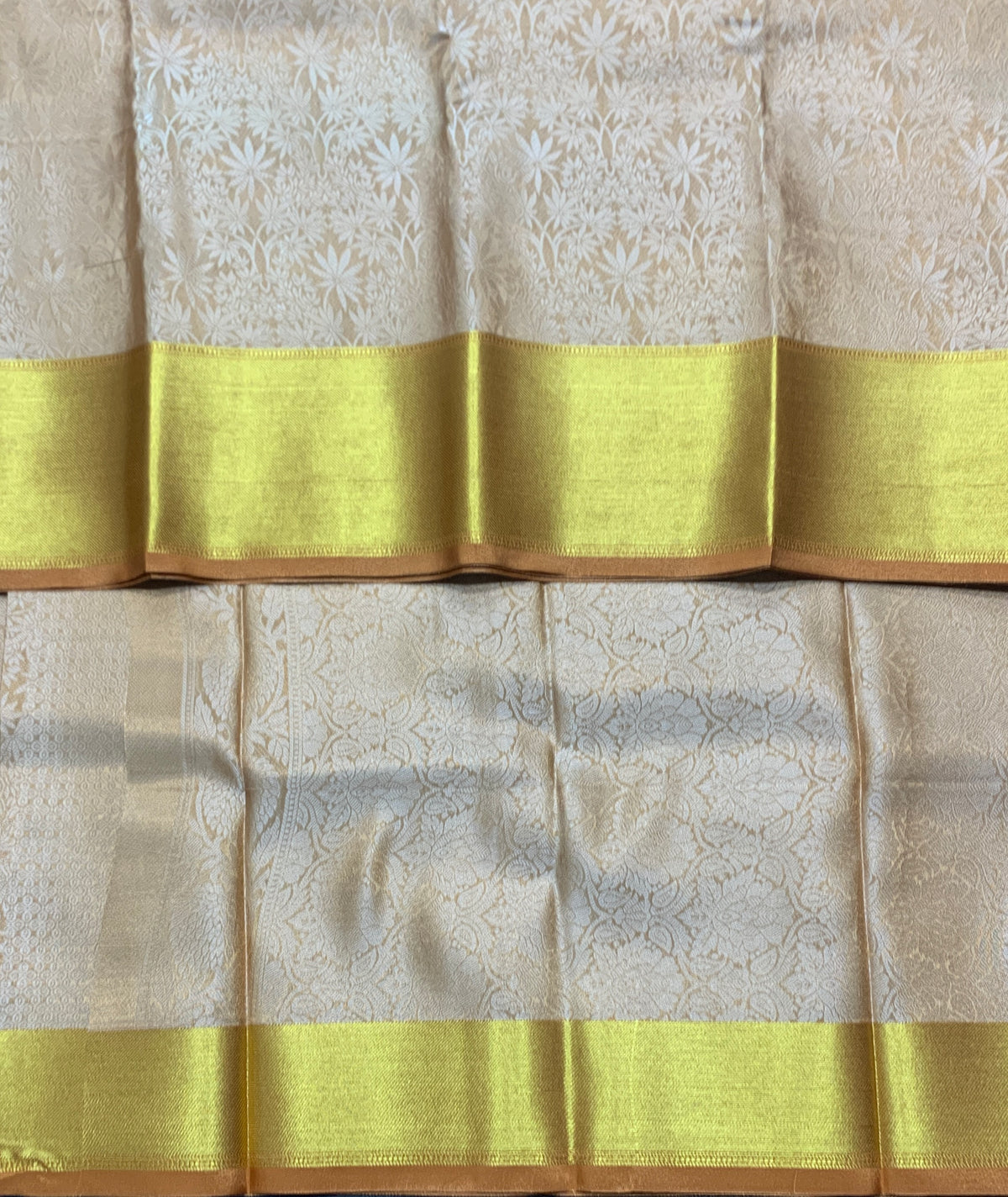 Orange Colour Semi Silk Saree with Golden Zari Border