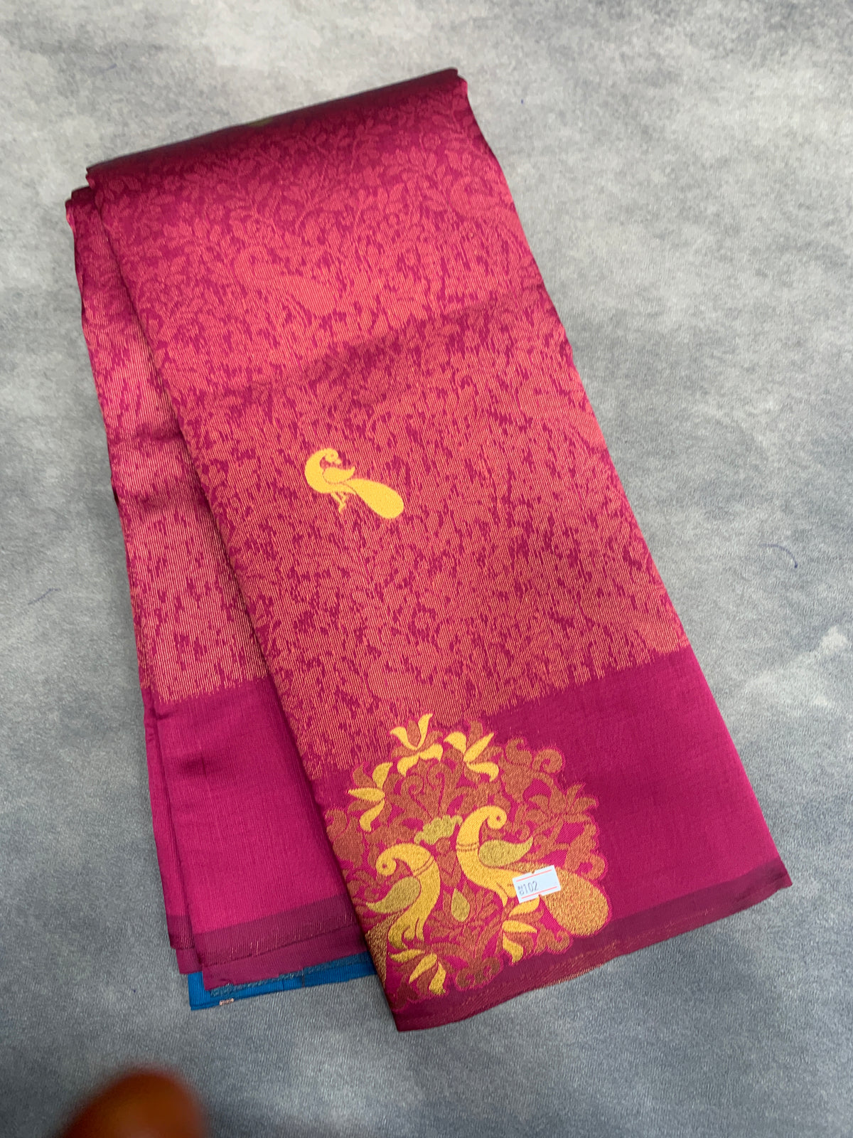 Pink Colour Semi Silk Saree with Peacock Motif