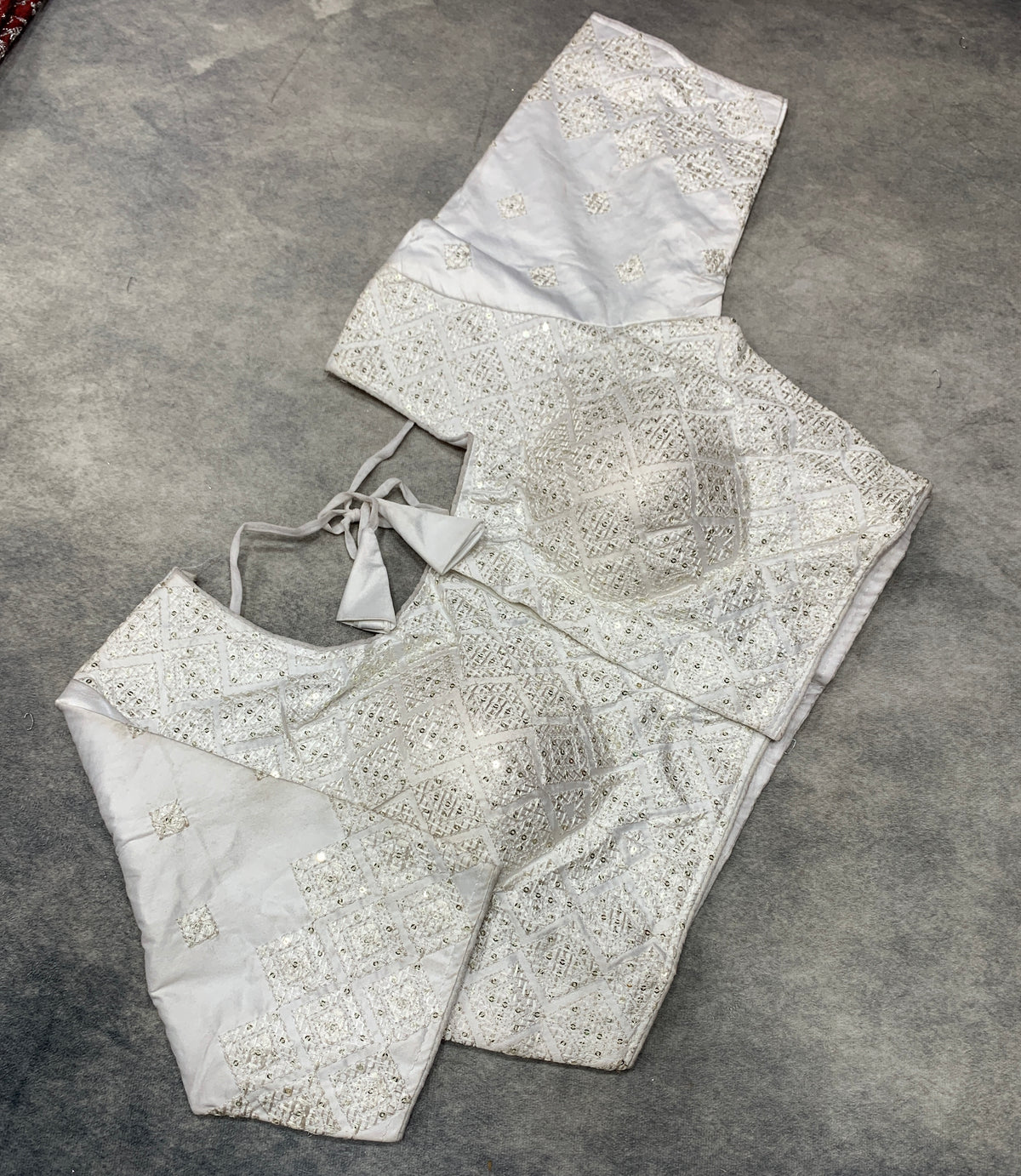 Ready-to-Wear Embroidered Silk Blouse - White (Silver Embroidery)