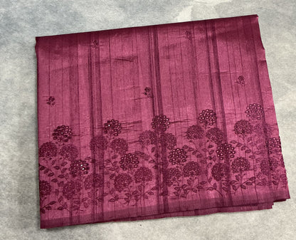 Dark Onion Pink Tussar Saree with Cut Work Border