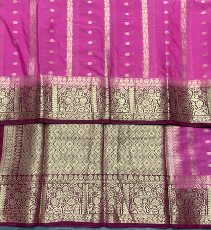 Pink Colour Mysore Crepe Silk Saree with Maroon Colour Border