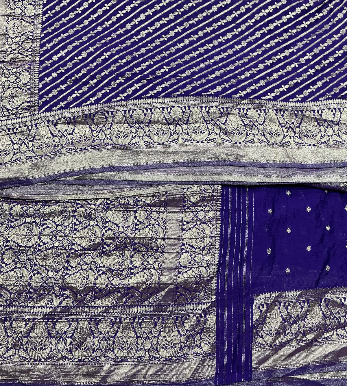 Kaddi Georgette Lehariya Saree in Violet Colour