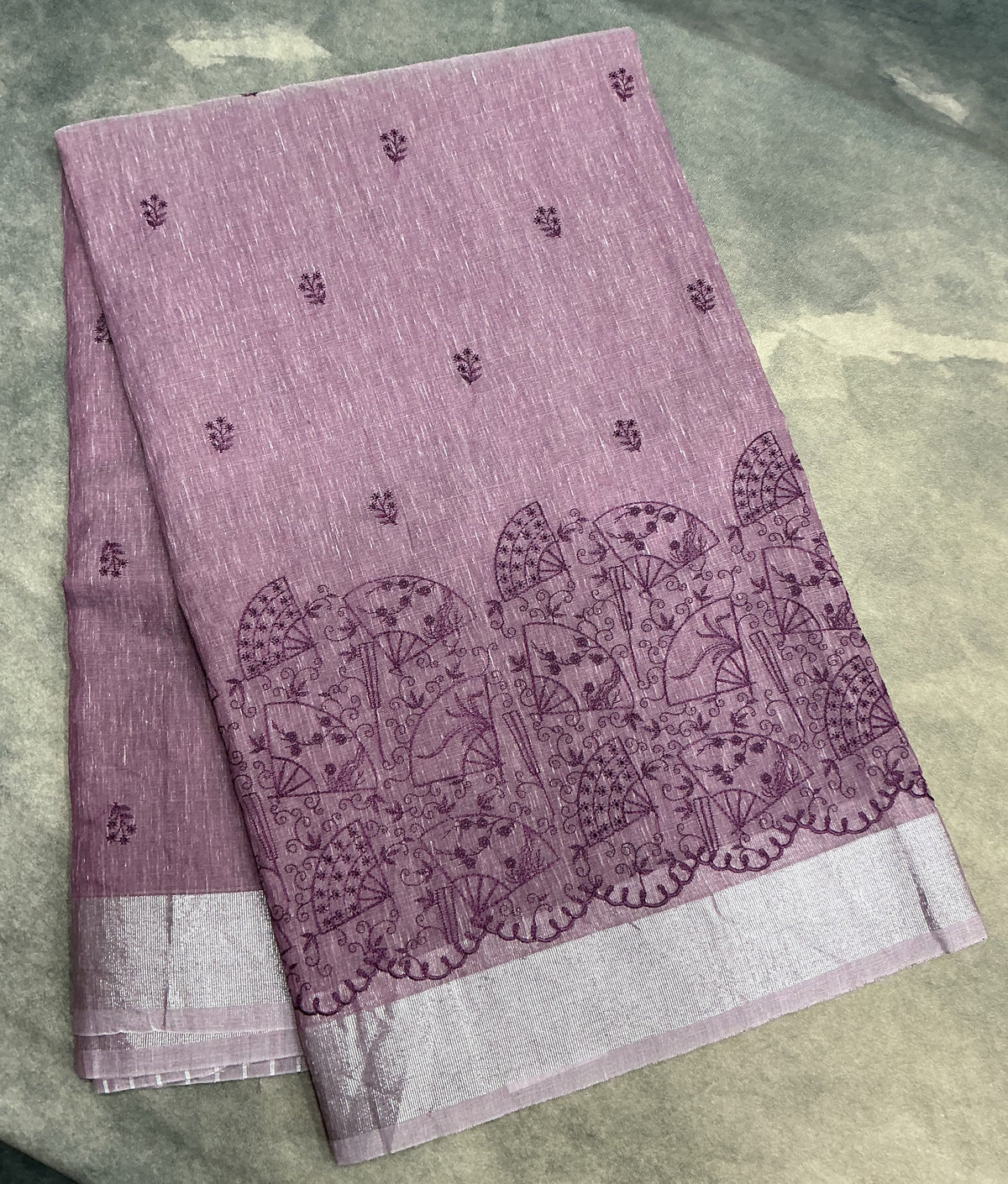 Silk Cotton Saree Onion Pink Colour with Silver Zari Border