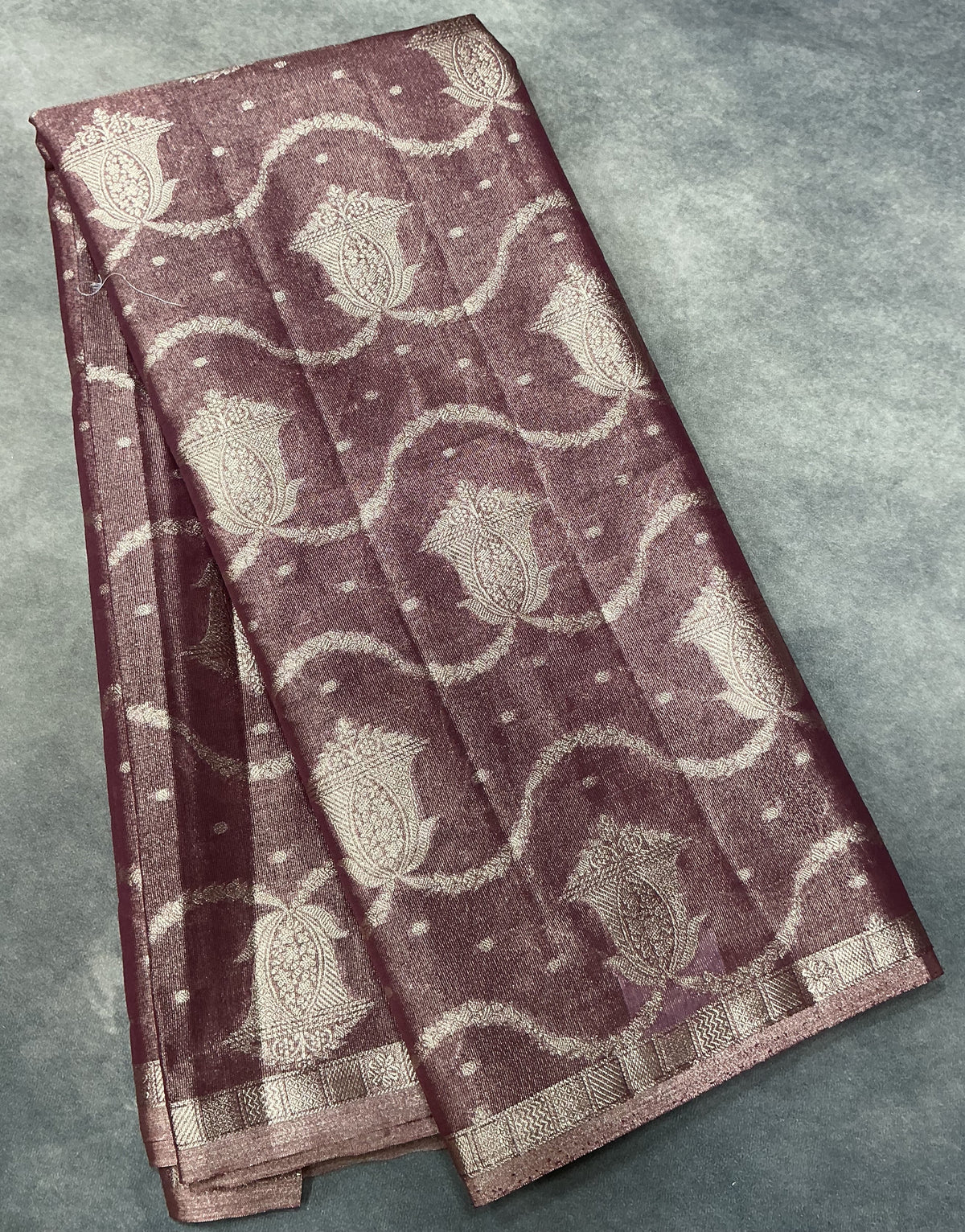 Katan Silk Saree Maroon Colour with Silver Zari Border