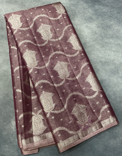 Katan Silk Saree Maroon Colour with Silver Zari Border