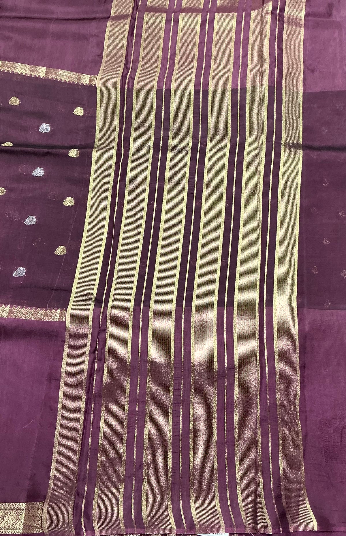 Semi Banarasi Saree Brown Color with Zari Border