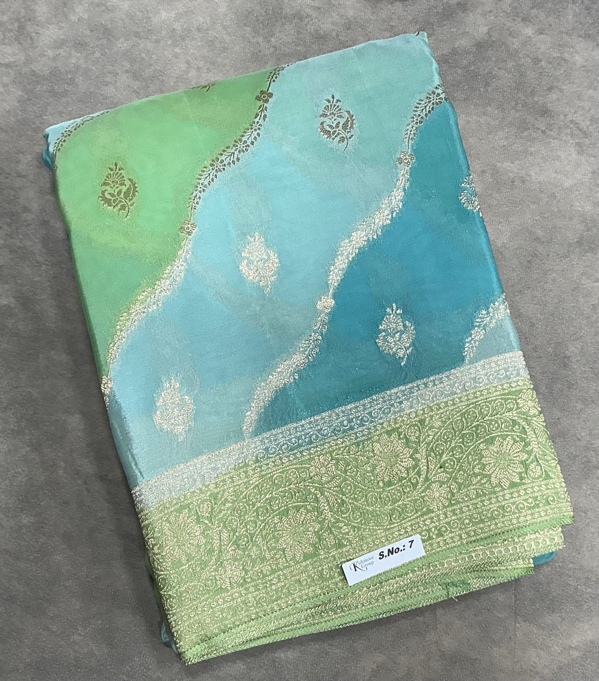 Semi Banarasi Saree Multi Colour with Banarasi Style Light Green Colour Floral Zari Border