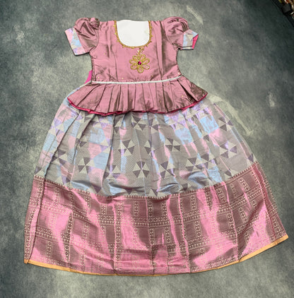 Ready To Wear Pavadai Multi Colour with Mauve Colour Blouse