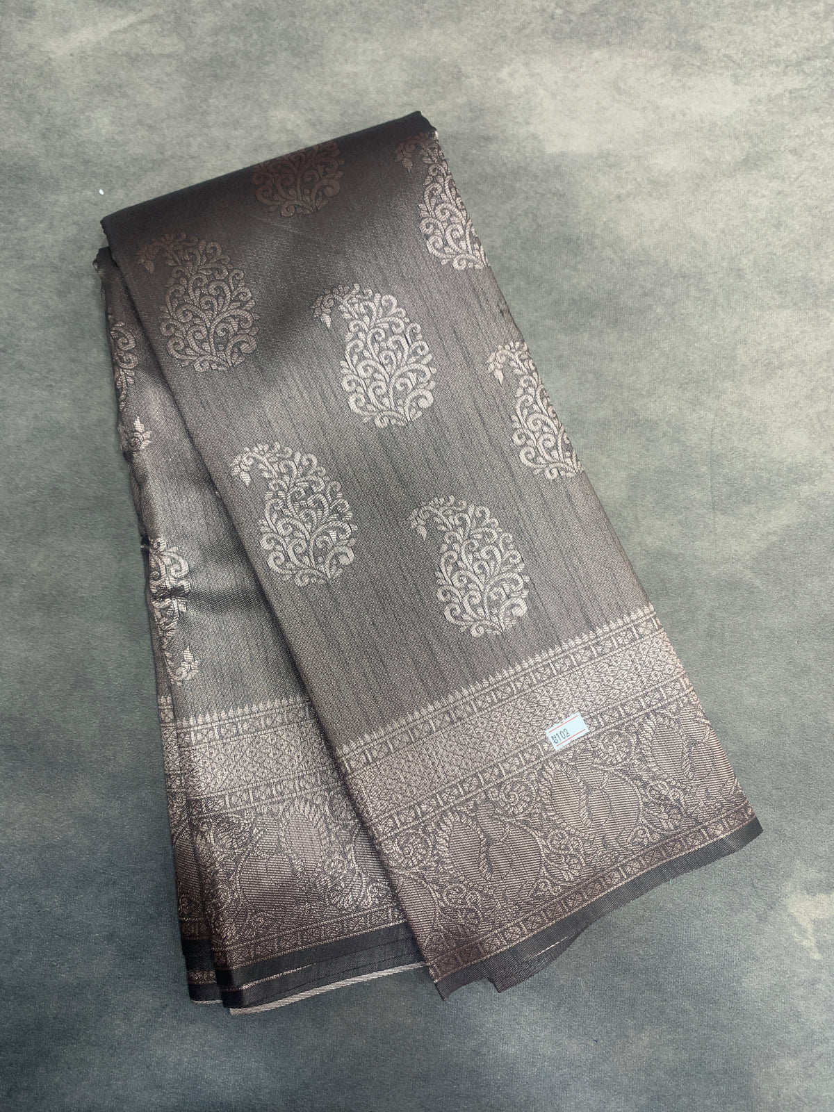 Brown Colour Semi Jute Silk Saree with Silver Zari Border