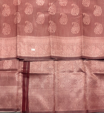 Maroon Colour Semi Jute Silk Saree with Silver Zari Border