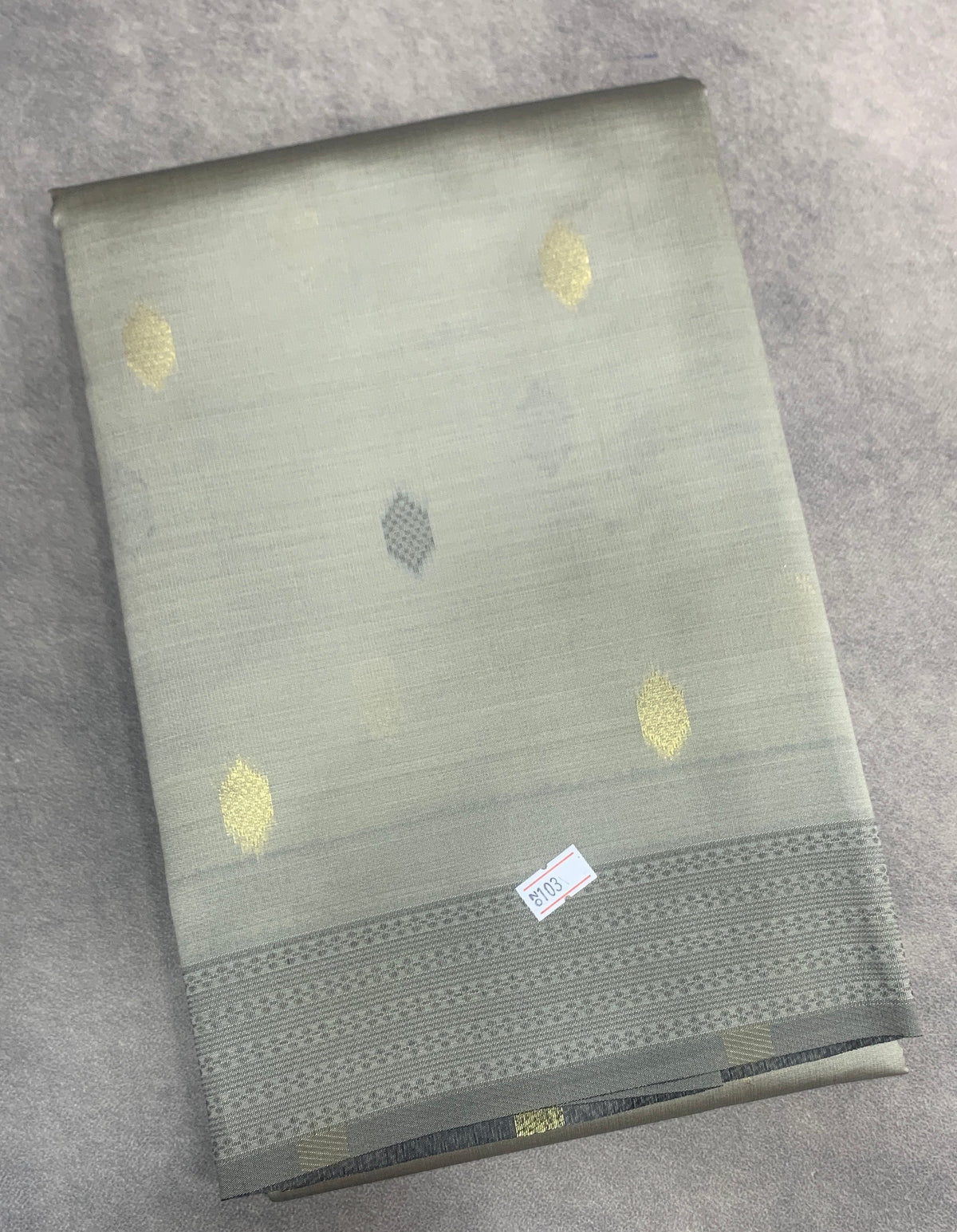 Light Grey Colour Semi Soft Silk Saree with Butta and Silver Zari Border