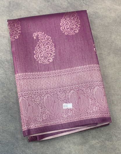 Semi Jute Silk Saree – Magenta Pink with Silver Zari Border