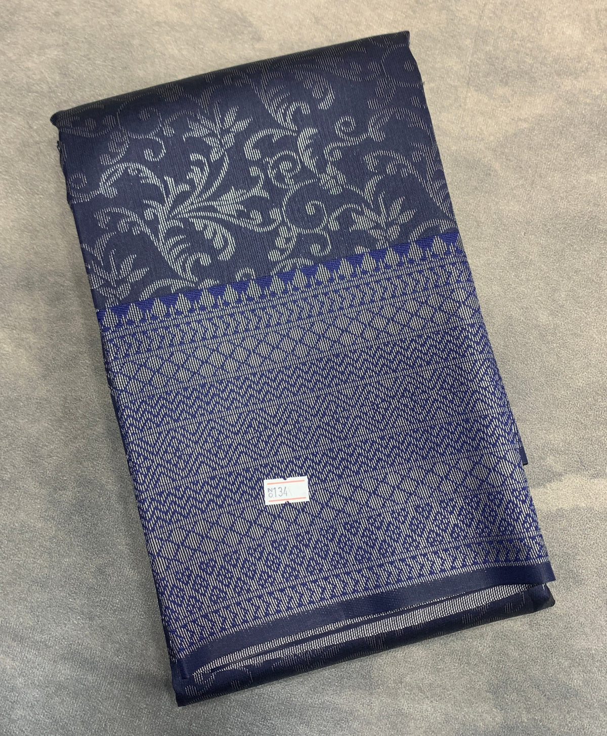 Navy Blue Colour Semi Silk Saree with Black Meenakari Work