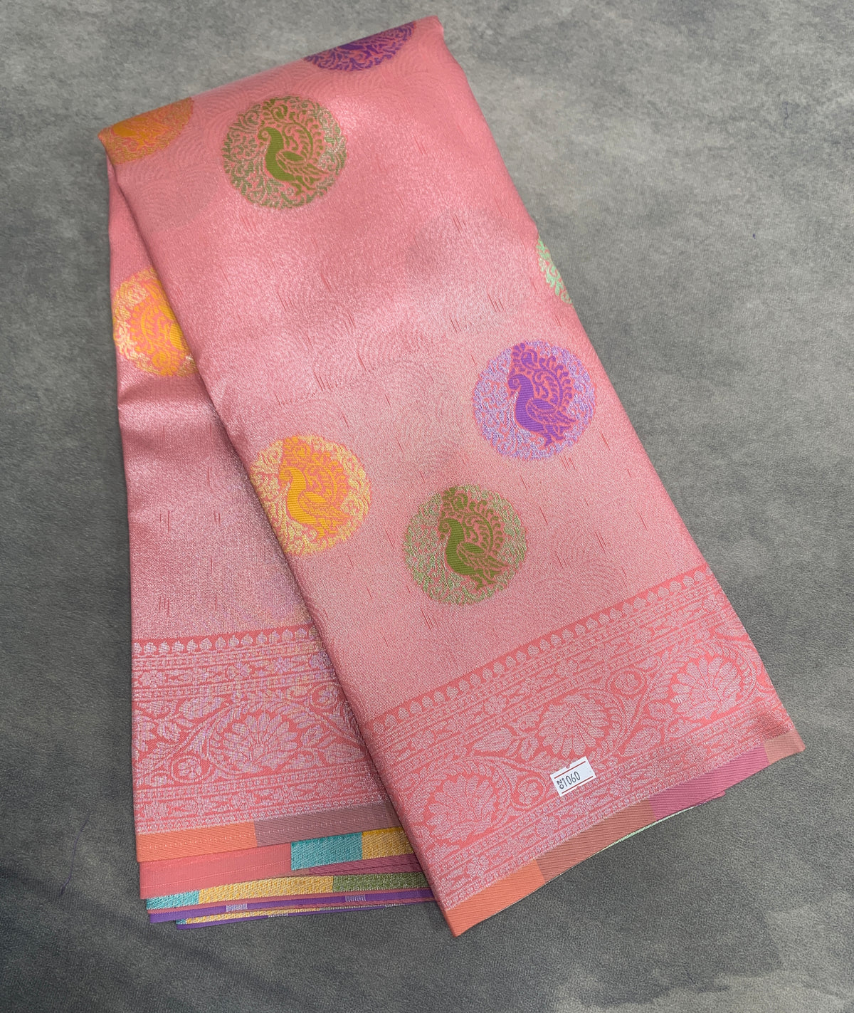 Peach Colour Tissue Saree with Meenakari Work