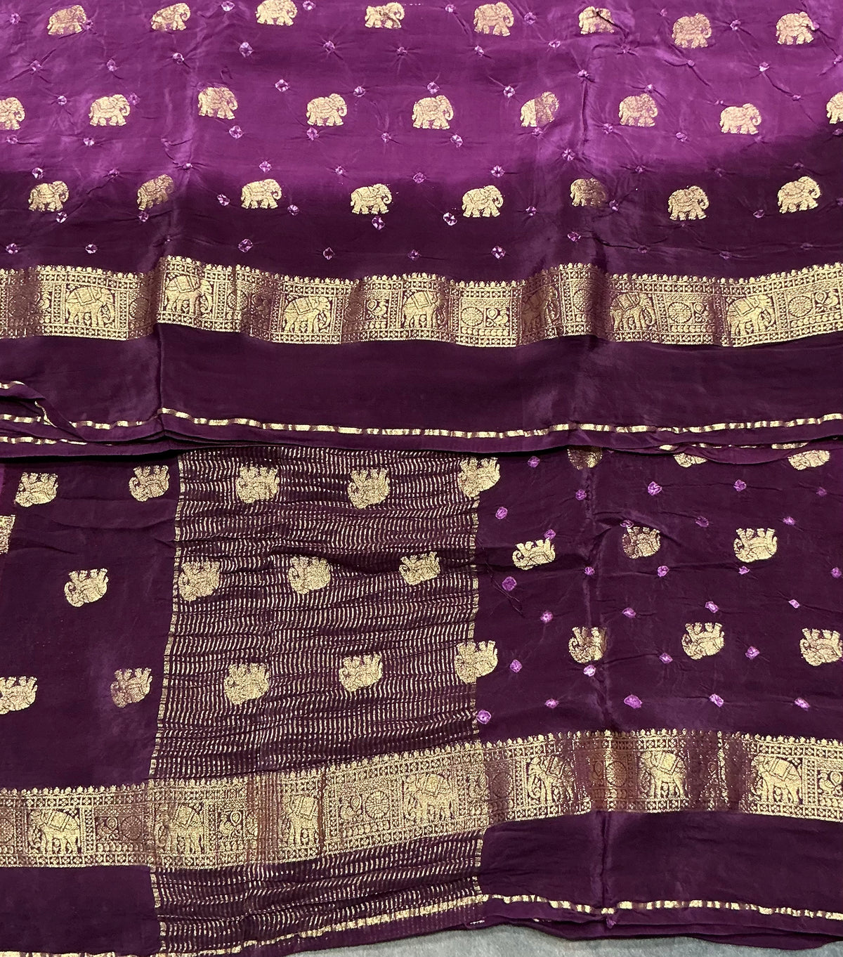 Bandhini Crepe Saree - Magenta Color