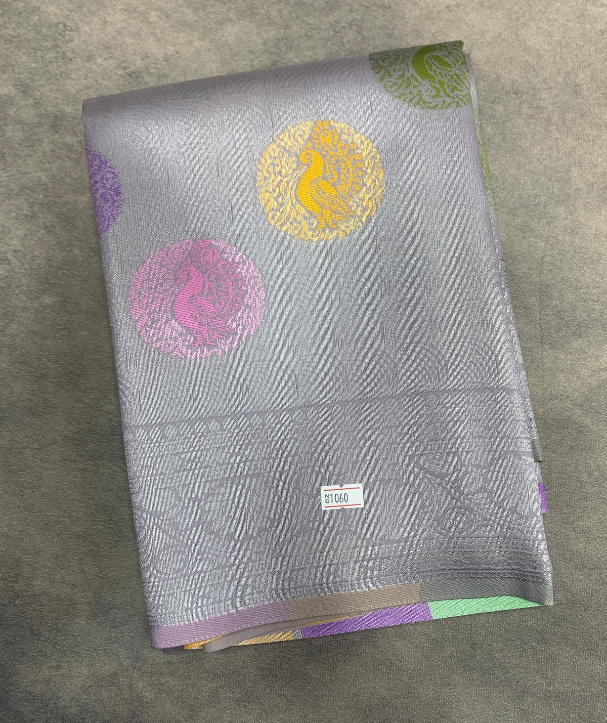 Grey Colour Tissue Saree with Meenakari Work