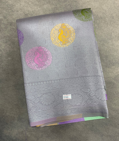 Grey Colour Tissue Saree with Meenakari Work