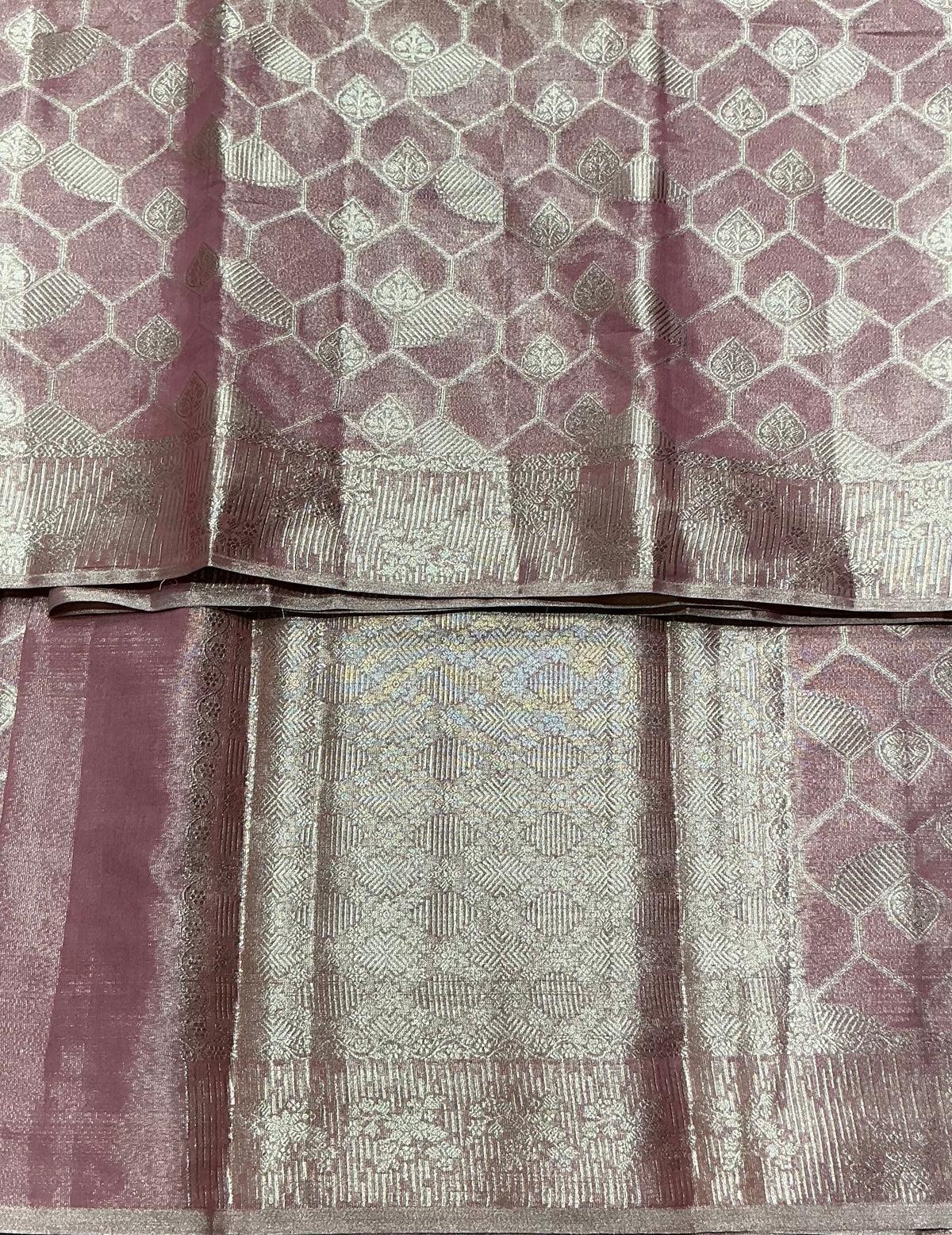 Katan Silk Saree Dusty Rose Pink Colour with Silver Zari Border