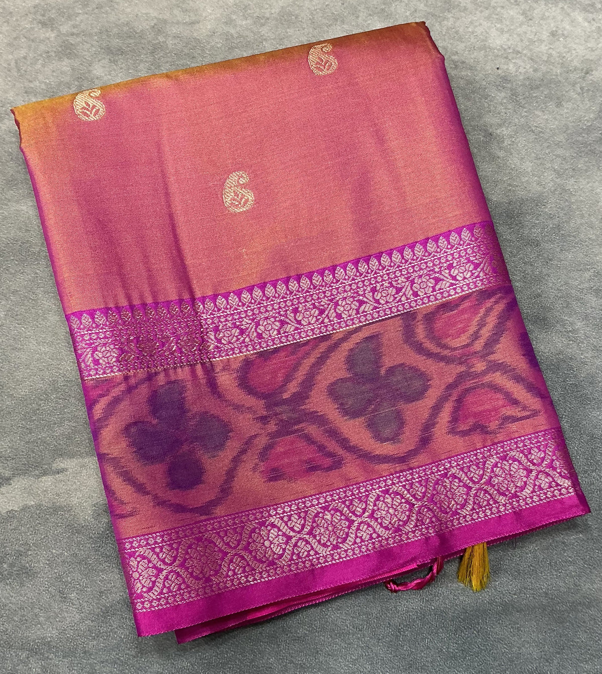 Magenta Pink Colour Soft Silk Saree with Magenta Colour Ikat Border