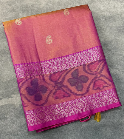 Magenta Pink Colour Soft Silk Saree with Magenta Colour Ikat Border