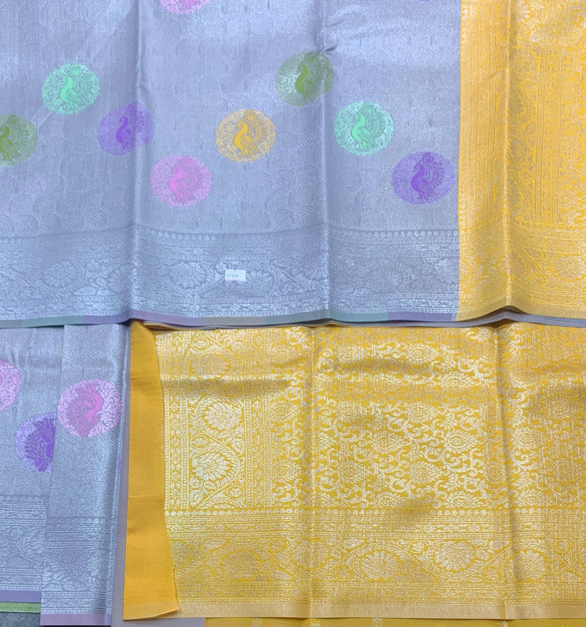 Grey Colour Tissue Saree with Meenakari Work