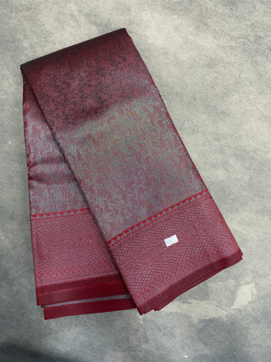 Maroon Colour Semi Silk Saree with Black Meenakari Work