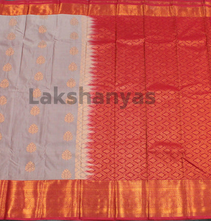 Gray Semi Silk Saree with Pink Border