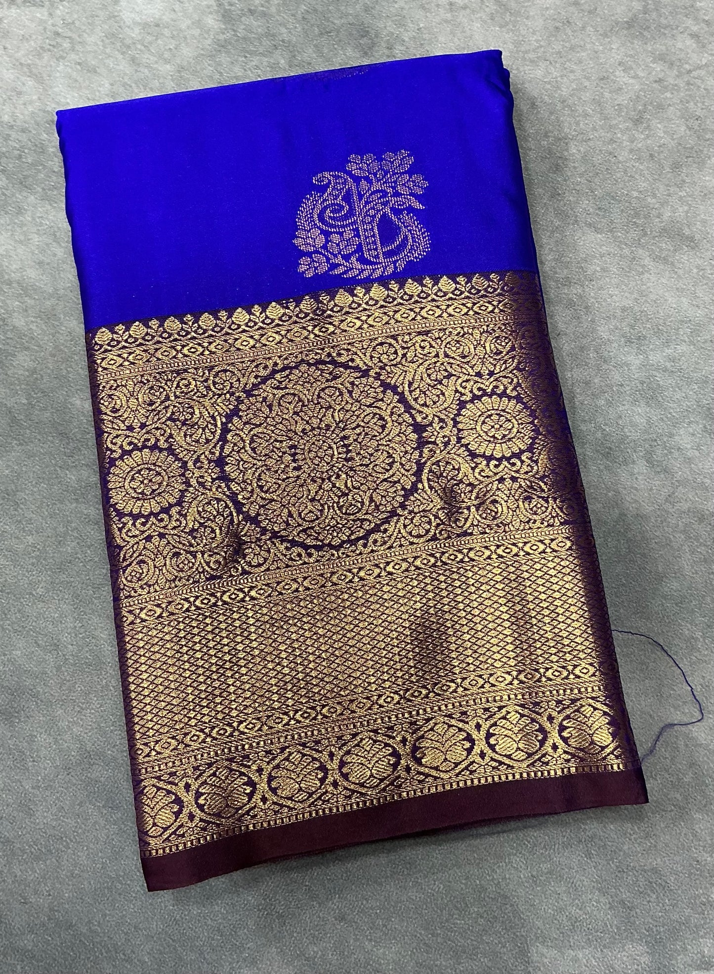 Blue Color Vegan Kanjivaram Style vegan silk saree