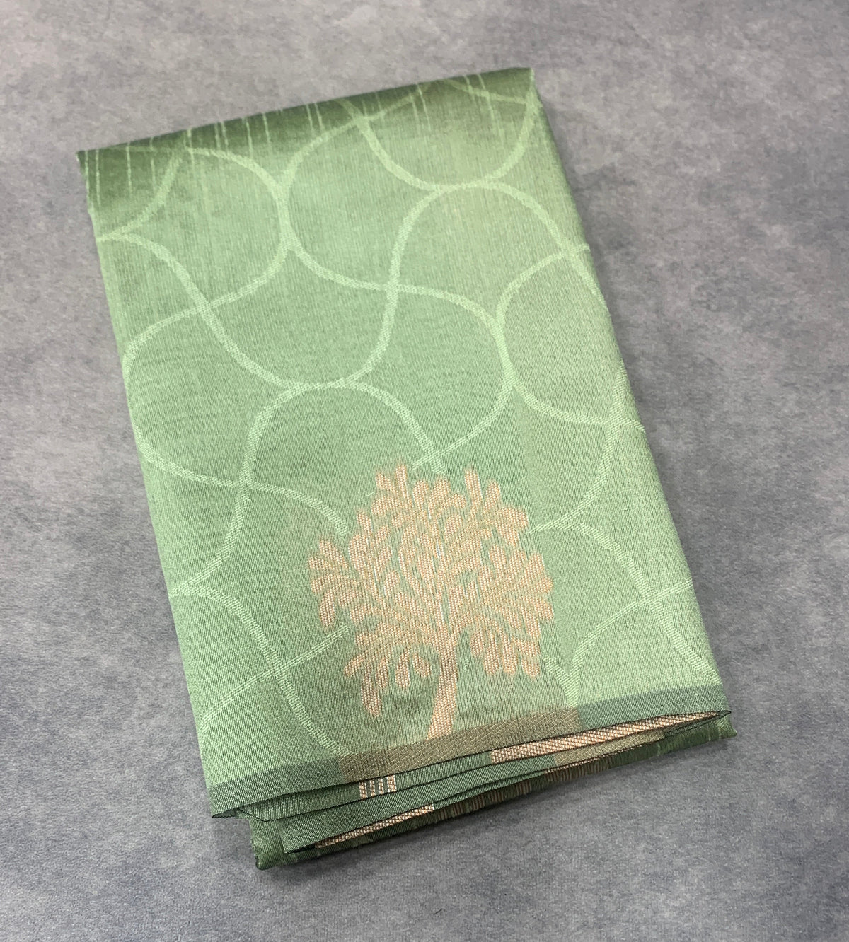 Pista Green Colour Jute Silk Saree with Flower Butta, Borderless