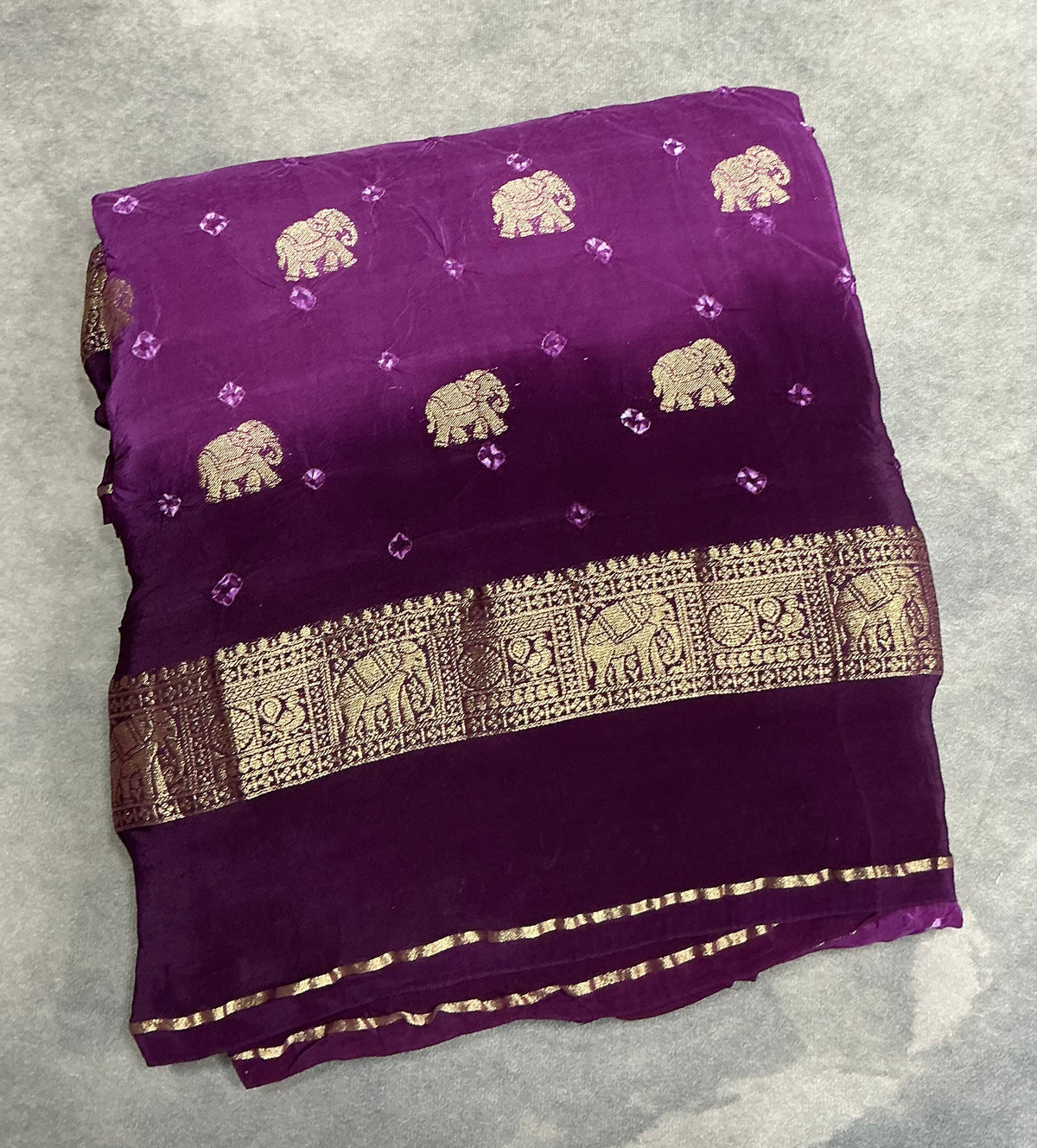 Bandhini Crepe Saree - Magenta Color