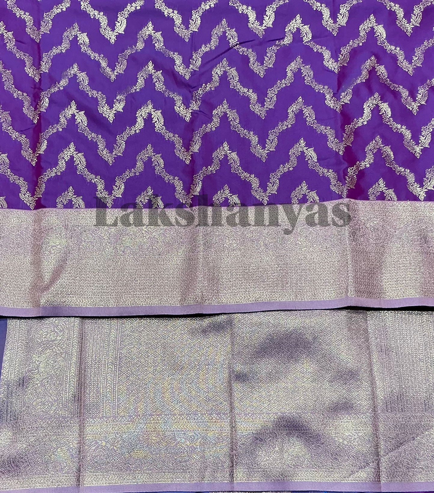 Purple Color Vegan Silk saree with Sliver Color border